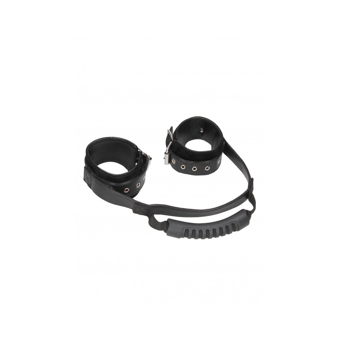 Ouch! Bonded Leather Hand Cuffs With HandleClothing